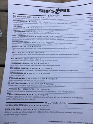 Draft menu