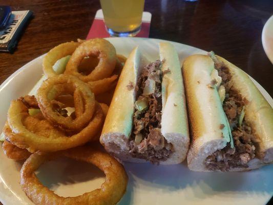 Cheesesteak, Onion Rings #yum #ReviewsByRL