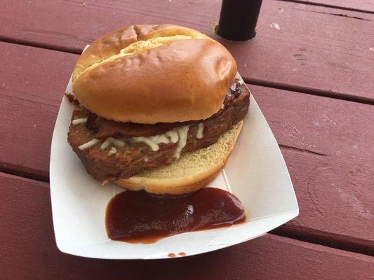 Smoked meatloaf sandwich.