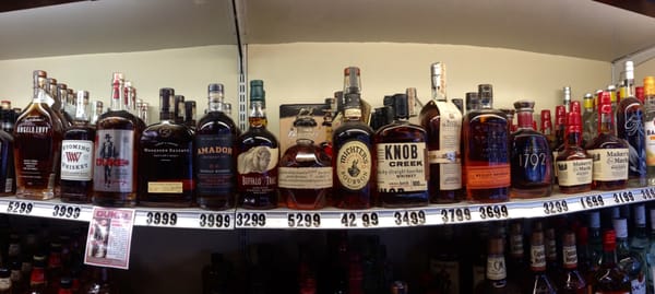 A number of different bourbons to choose from in a variety of sizes and volumes!