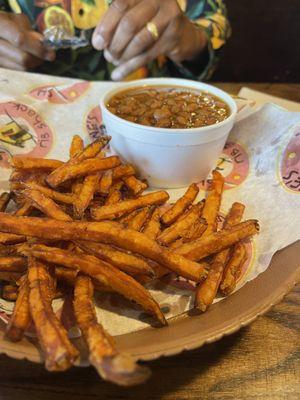 Sweet potato fries & baked beans