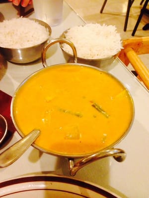 Navratan Koorma - vegetables in a creamy spiced cashew sauce with rice