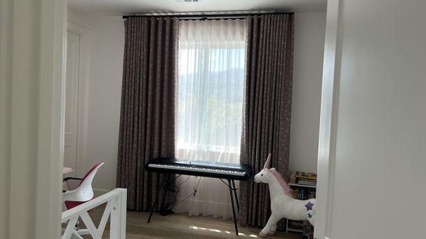 Girl's room with custom curtains