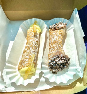 Lemon Zest Cannoli and Double Chocolate Cannoli