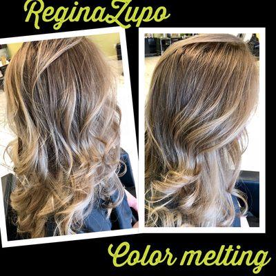 Shadow roots. Natural hair color melting. By Regina Zupo