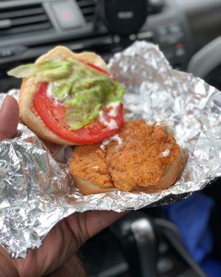 Spicy chicken sandwich! It was pretty good! Served hot and fresh!