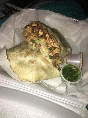 Fajita & chicken burrito $8.00 because it's mixed