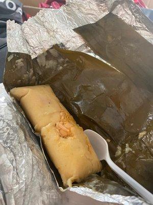 Tamales wrapped in banana leaf soooo good