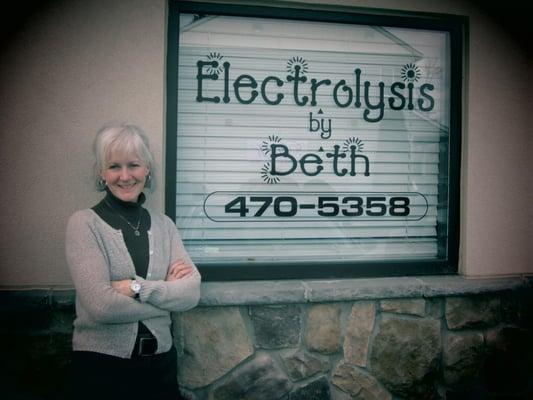 Beth outside "Electrolysis by Beth"