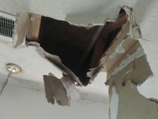 the beginning when I fell through the ceiling...