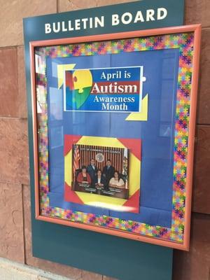 The entire center is decorated for Autism Awareness month - major kudos from me for this 4/1/16