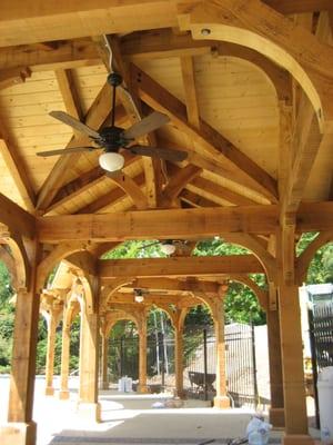 Cedar Beams and Tongue and Groove Ceiling in outdoor pavilion