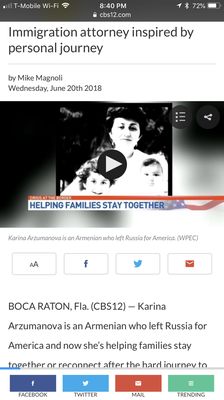 Attorney Arzumanova was interviewed by CBS12 News about Immigration Crisis at the Border