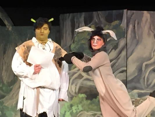 Shrek and Donkey in our March 2015 production of Shrek Jr.