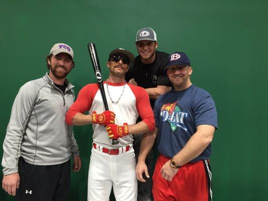 The great Domingo Ayala visits D-BAT Denton and flexes with the staff.