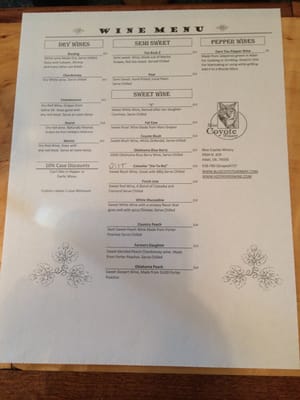 Wine Menu