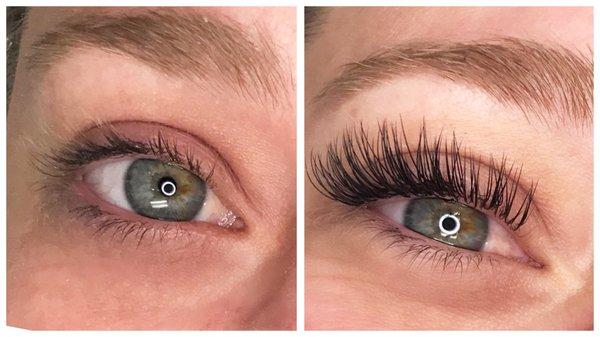 Classic eyelash extensions before & after