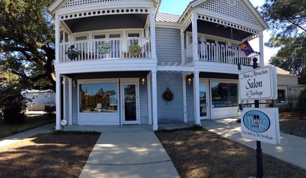 (Left) Mane Attraction Salon of Fairhope  (Right) Give a Dog a Bone Dog Wash & Pet Boutique