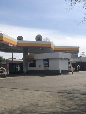 Cashier station with convenience items inside