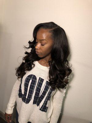 Traditional Sew-In #houstonstylist #blackhairsalon #frontalinstall #bundles #Brazilianhair #peruvianhair #indianhair