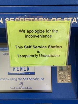 Out of service kiosk.