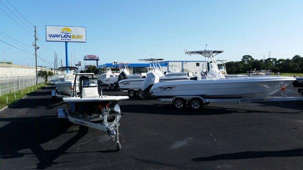 Our boats our lined up for great side by side comparison while still allowing plenty of room to view each in entirety.