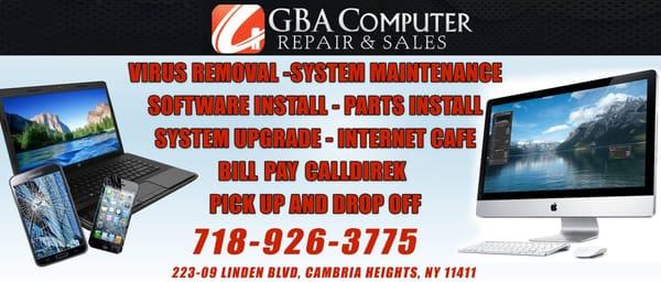 Electronic Repair, TV Repair, Computer Repair, Phone Repair, Phone Activation, Bill Pay, Money Transfer, Websites & Logo Design