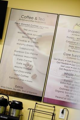 Our smoothie bar offers a wide variety.  Don't see what you want on our menu?  We will make you a customized smoothie, coffee or latte!