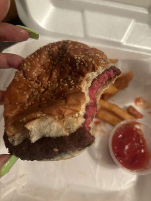 Undercooked burger