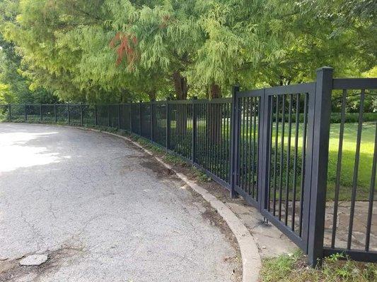 Custom powder coated security fence and gate with operators and keypad at Botanic Gardens Fort Worth.