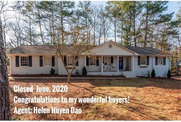 Sold in Marietta by Helen Dao Realtor in June 2020 !!!