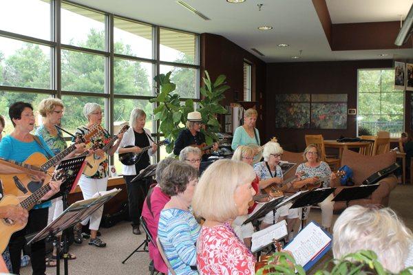 The local Ukeladies & Lads performed for a large crowd at our last AdoptaBook Fundraiser.