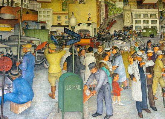 Impressive murals inside Coit Tower