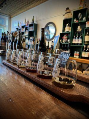 Wine tasting flights. Got a good amount of reds and whites! Such a great variety!