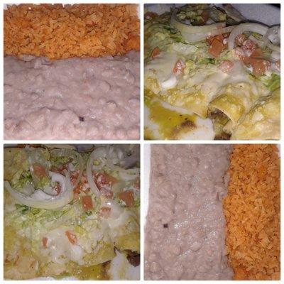 Rice, Beans ,Carne Asada and Shrimp Enchiladas