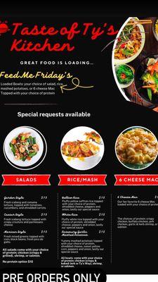 Feed me Friday's has a variety menu every Friday