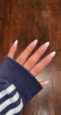 almond shape acrylic tip nails with ombré and a Diamonds !