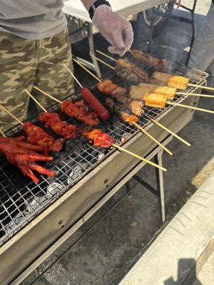 Street foods on the grill