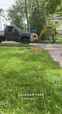 Crews are on site, installing a new paver driveway for this customer in Burlington!