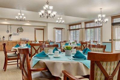 Chef prepared fine dining in gracious formal dining room.