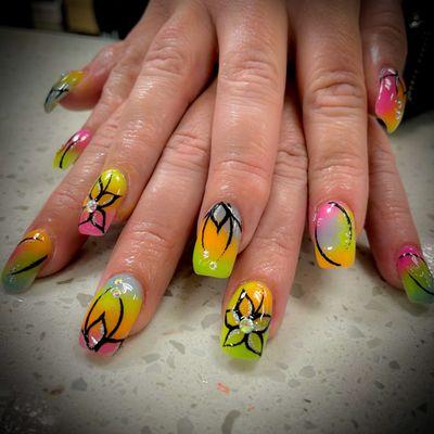 Nail art by Stefany, colorful nails, manucure,