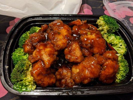 Orange chicken, to go.