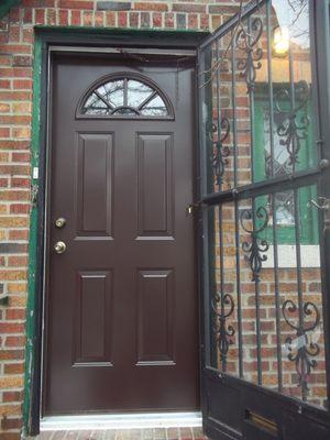 Beautiful new entrance door replacement. Love that color.