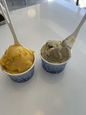 Mango Sorbet & Sicilian Pistachio + Cafe Swirl