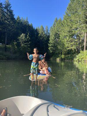 Grandkids enjoying the pond