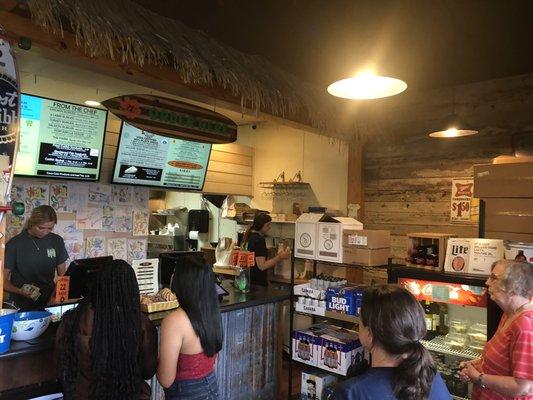 Taking orders at the counter