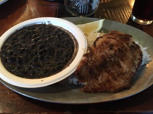 Cajun Red Snapper, Black Beans, and White Rice