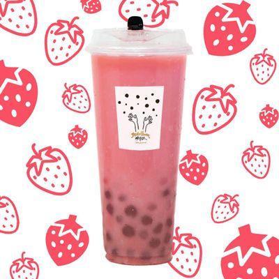 Strawberry boba milk