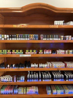 We have anywhere from sweet to fruity in salt nicotine! Come down and check out our selection!