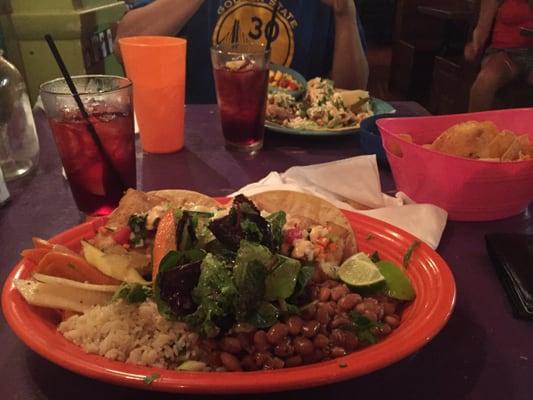 Fried cape cod fish taco platter